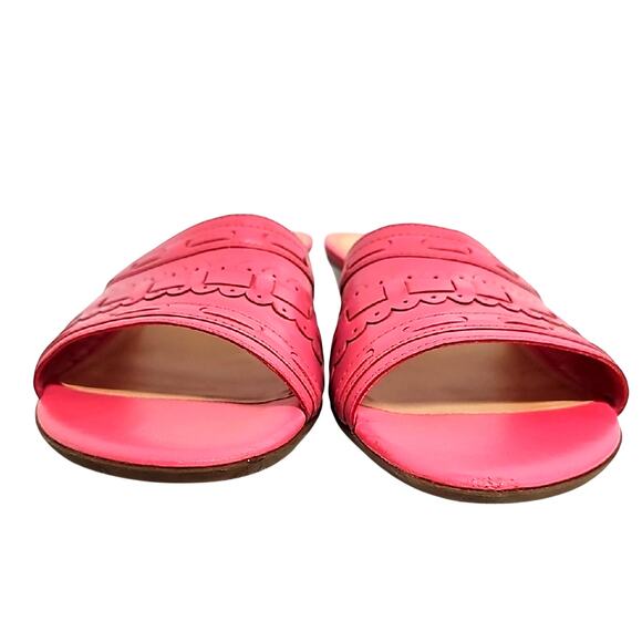 Naturalizer Elegant Hot Pink Fuchsia Wedge Heel Slip On Leather Sandals Size 7 - Picture 6 of 10